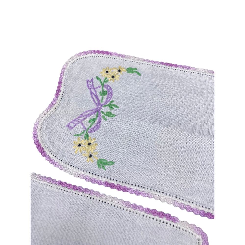 3 VTG handstitched, embroidered napkins - Picture 2 of 4